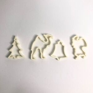 vintage white plastic cookie cutters christmas camel santa tree bell 3 inch